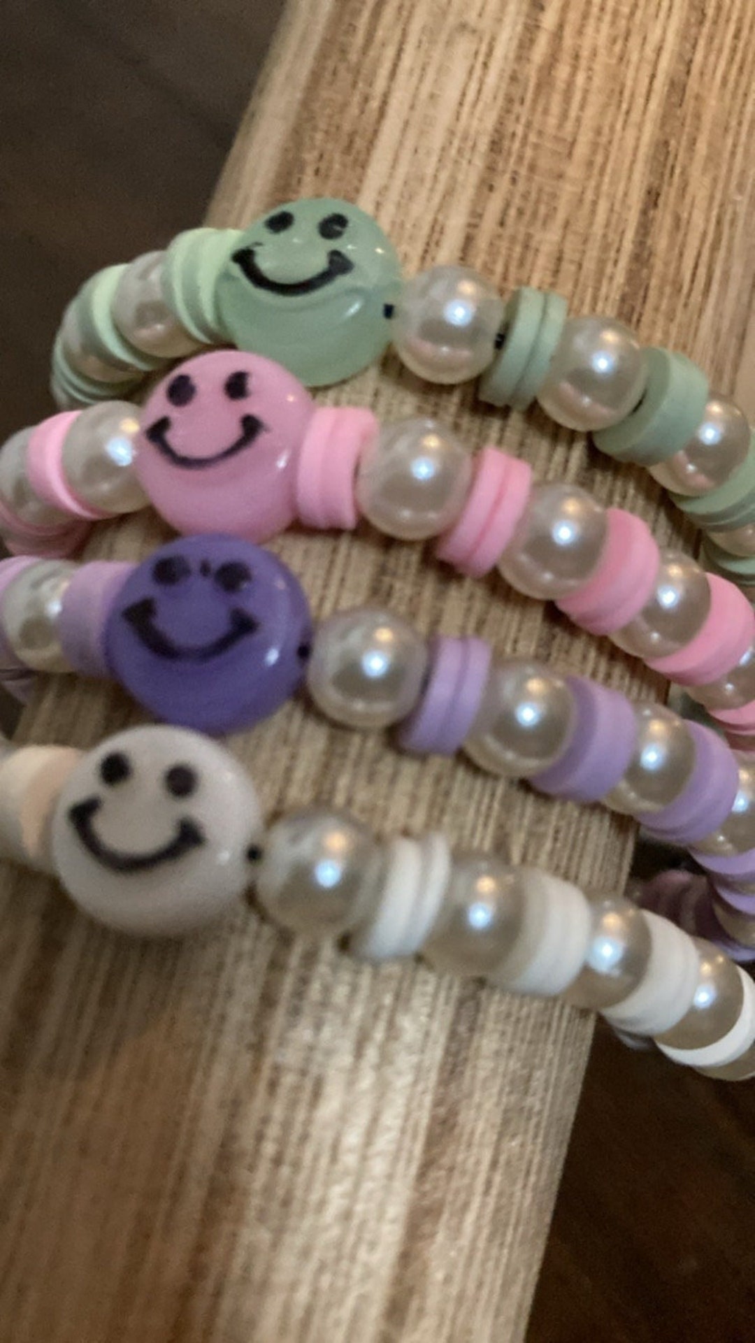 Heishi Polymer Clay Bead Preppy Bracelet Holiday Vibes Bracelet Bright  Pink, Pastel Blue & Pastel Purple Beads With Gold Beads 