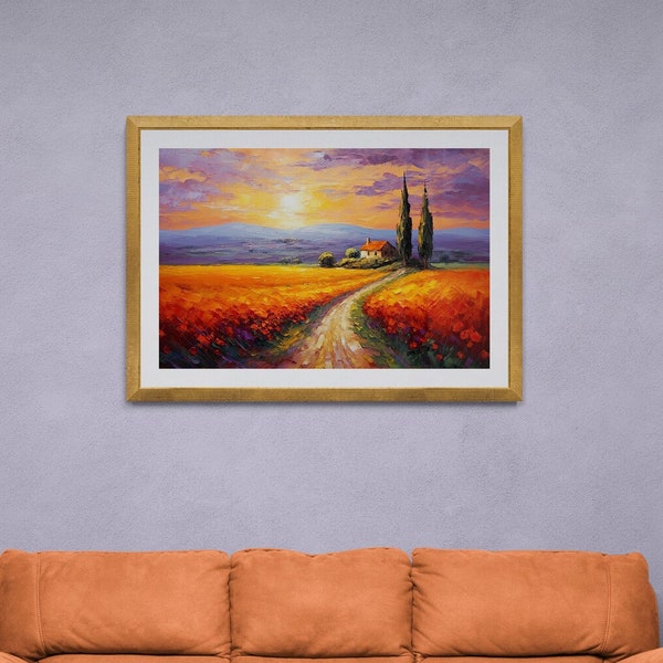 Tuscan Countryside Road | A Romantic Landscape in Modern Impressionism | Digital Download