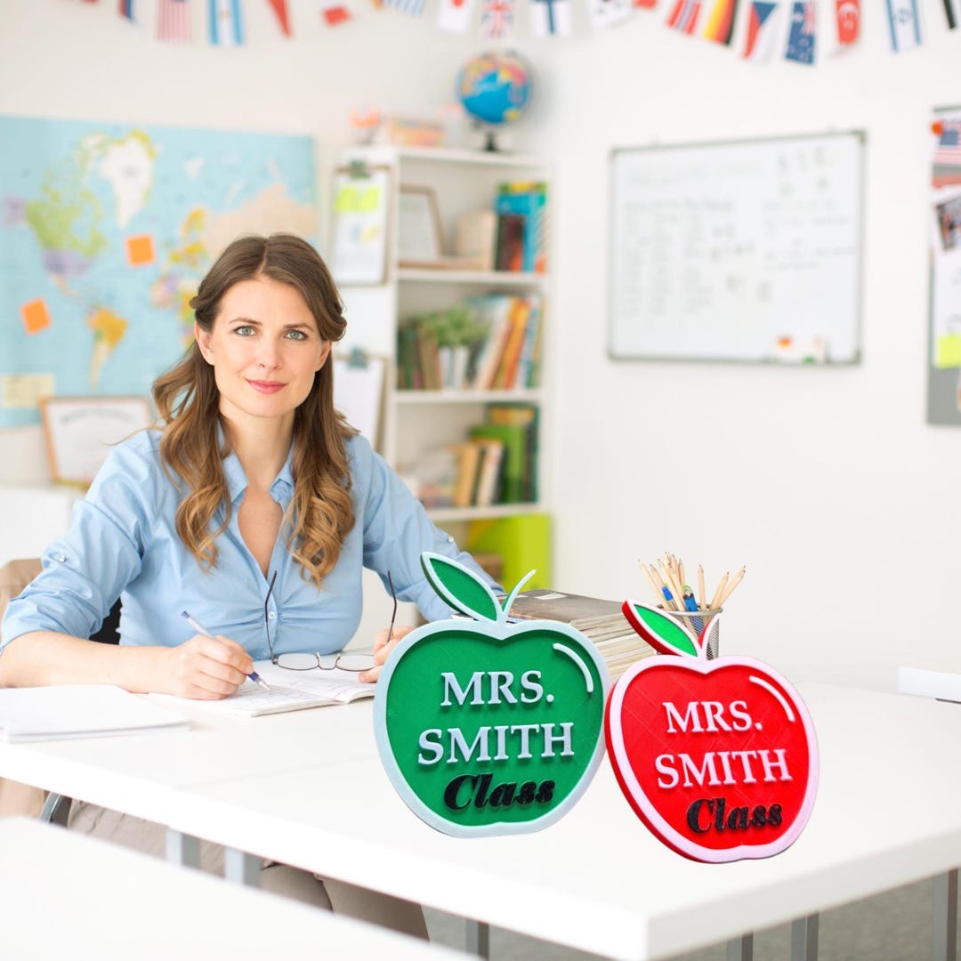 Personalized Teacher Name Plate, 3D Apple Shaped Name Plate, 3D Printed ...