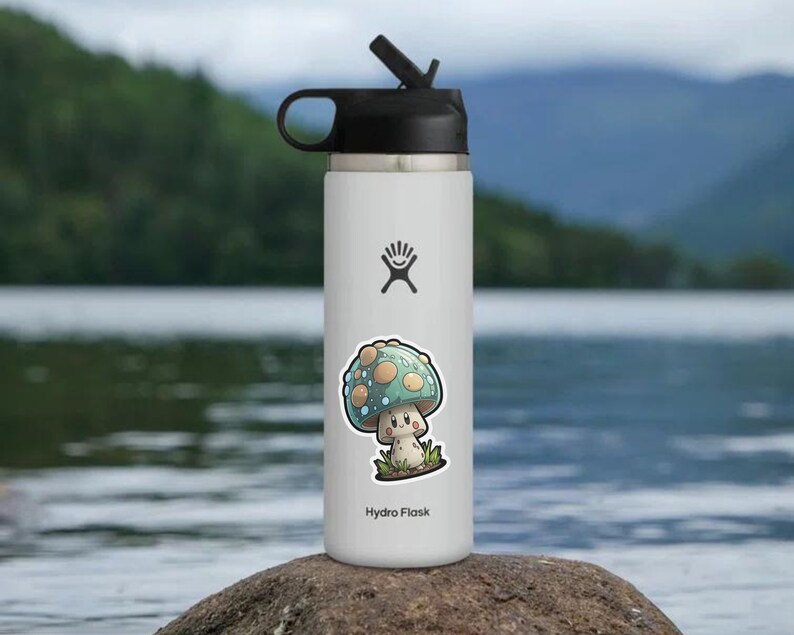 Sticker Vinyl Mushroom Sticker Cute Vinyl Sticker for Water Bottle ...