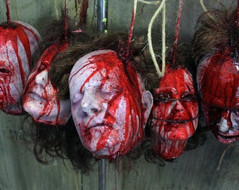 Set of 5 Decapitated Heads on a Rope