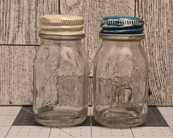 Vintage Ball Mason Jar zout- en peperstel | Helder glazen keukendecor | Boerderij Cottage Keuken | Rustiek verzamelservies