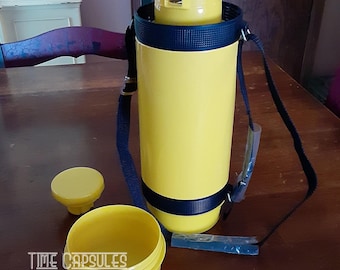 Vintage Crown Corning Thermos: Yellow Glass Insulated Travel Thermique (NOS)