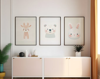 Cute Cat Prints | Nursery Wall Art | Printable Set of 3 | Nursery Decor ...
