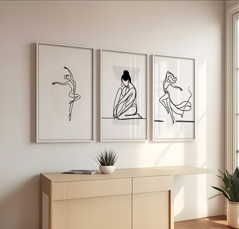 Women Art | Minimalist | Printable Set of 3 | Women Dancing | Home ...