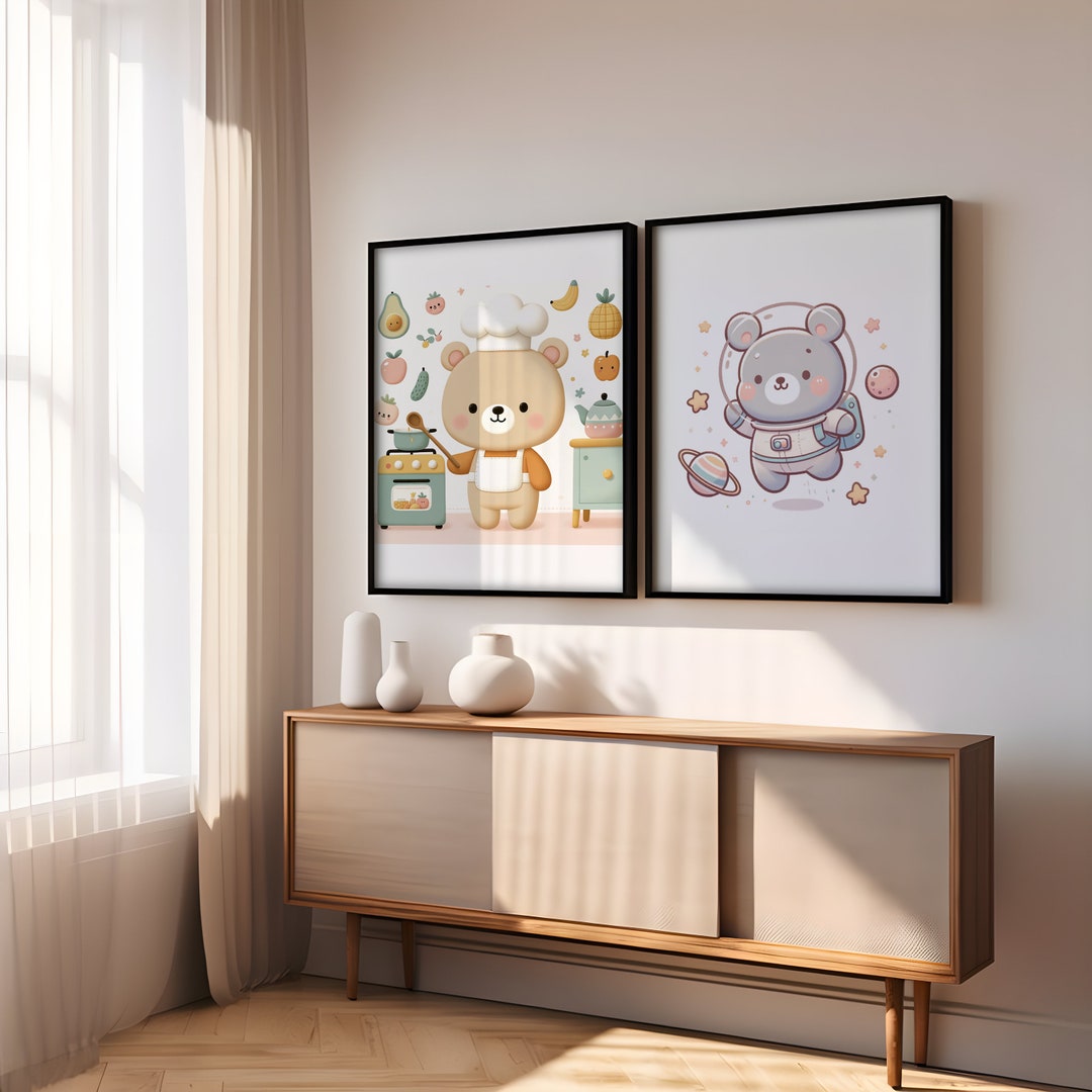 Cute Bear Prints | Nursery Wall Art | Printable Set of 2 | Nursery ...