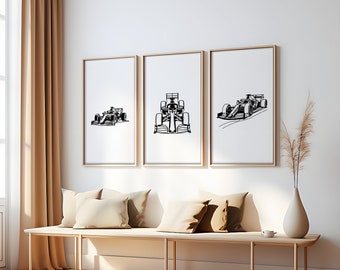 F1 Cars | Minimalist | Printable Set of 3 | Vehicle Poster | Boy Nursery Decor | Car Prints | Nursery | Gamer Gift | Digital | Formula 1