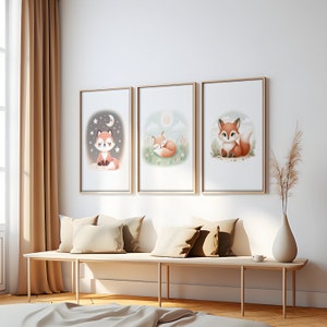 Cute Fox Prints | Nursery Wall Art | Printable Set of 3 | Nursery Decor | Home Decor | Childrens Room Decor | Kids Room Decor | Sleep