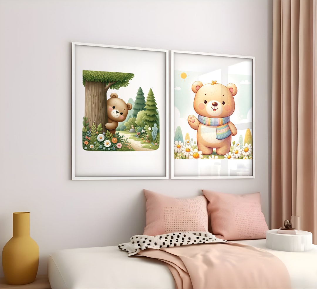 Cute Bear Prints | Nursery Wall Art | Printable Set of 2 | Nursery ...