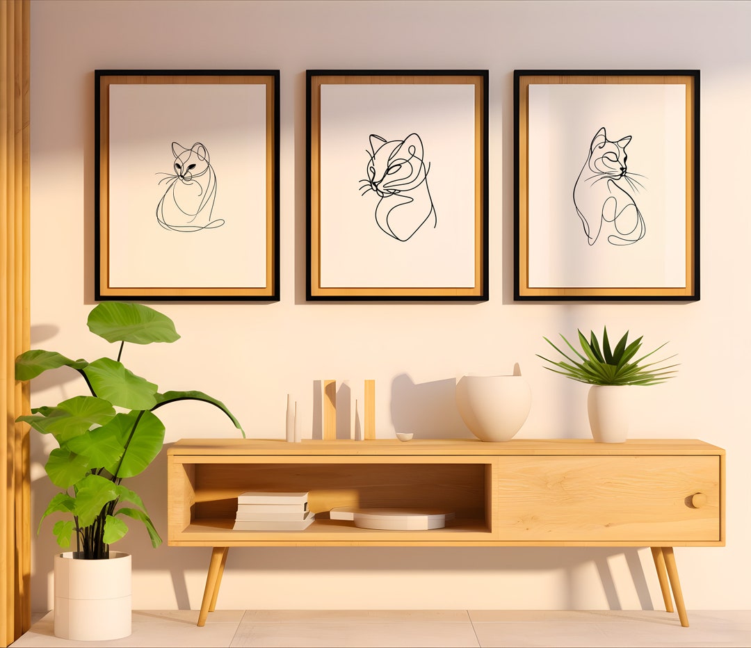 Cat | Minimalist | Printable Set of 3 | Animal Poster | Home Decor ...