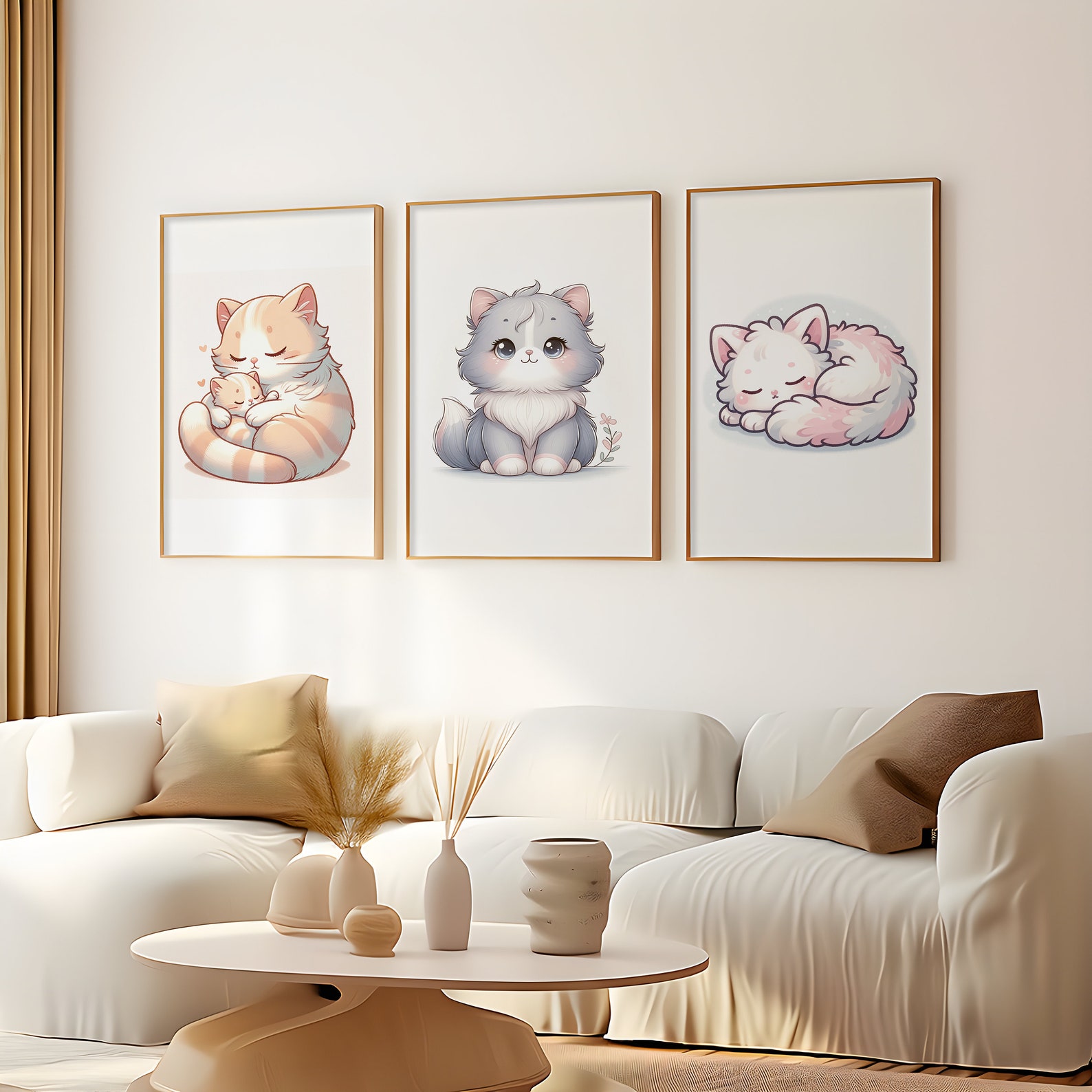 Cute Cat Prints | Nursery Wall Art | Printable Set of 3 | Nursery Decor ...