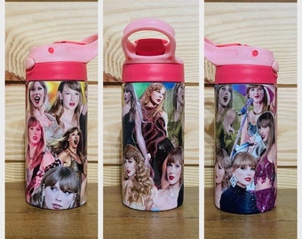 SWIFTIE THE ERAS Inspired Photo Collage-12oz Stainless Kids Flip top Water Bottle -Great Item!