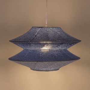 Crochet Pendant Lighting: Bohemian Lampshade, Upcycled Yarn