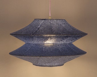 Crochet Pendant Lighting: Bohemian Lampshade, Upcycled Yarn
