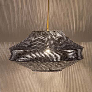 Crochet Lampshade: Bohemian Pendant Lighting, Upcycled Yarn Decor
