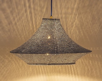 Handmade Crochet Lampshade: Bohemian Pendant Lighting