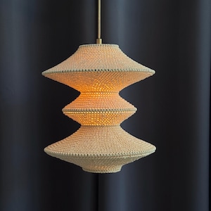 Gehaakte hanglamp: lampenkap van bohogaren, duurzame verlichting afbeelding 8