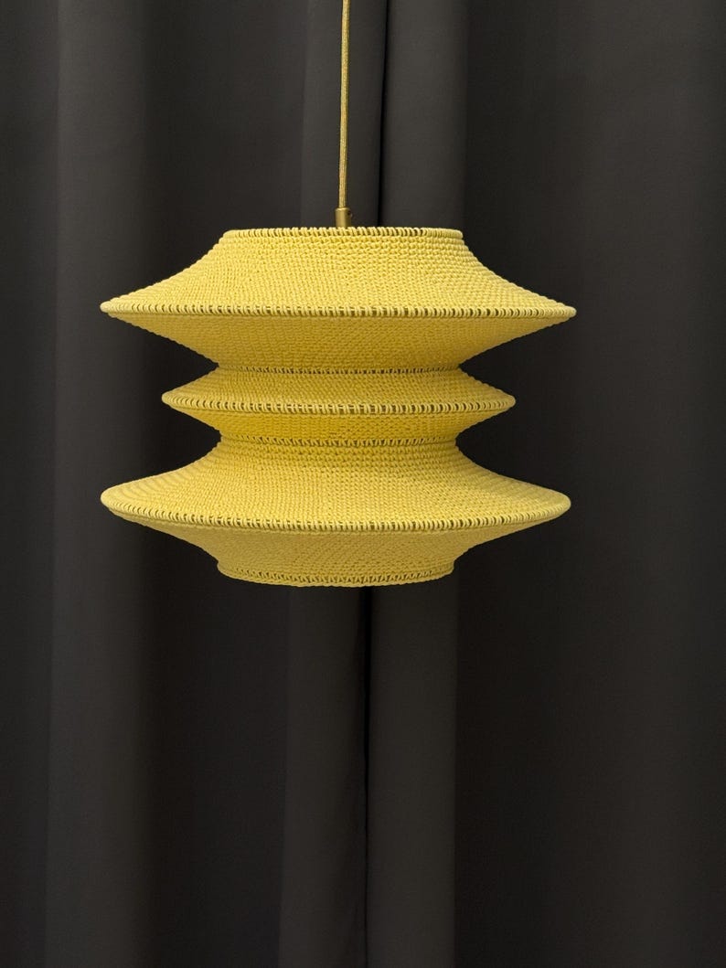 Gehaakte hanglamp: lampenkap van bohogaren, duurzame verlichting afbeelding 9