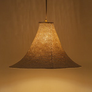 Crochet Lampshade: Bohemian Pendant Lighting, Upcycled Yarn Decor