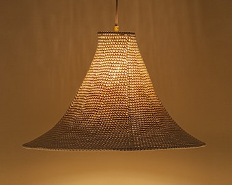 Crochet Lampshade: Bohemian Pendant Lighting, Upcycled Yarn Decor