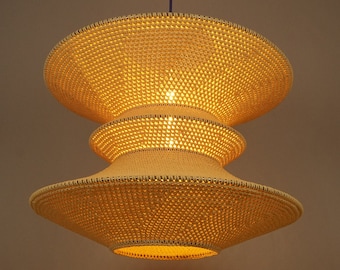 Crochet Pendant Light: Bohemian Yarn Lampshade, Sustainable Lighting