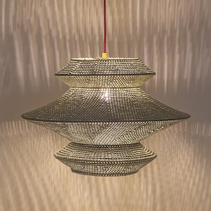 Crochet Pendant Light: Bohemian Lampshade, Upcycled Yarn Lighting
