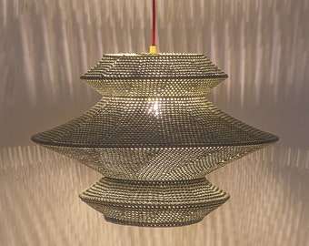 Crochet Pendant Light: Bohemian Lampshade, Upcycled Yarn Lighting