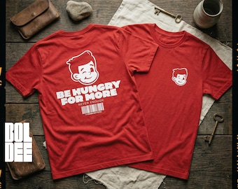 Retro Mascot T-Shirt – "Be Hungry For More" Graphic Tee, Streetwear Style