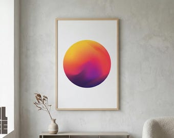 Modern Minimalist Sunset Circle Poster - Abstract Colorful Wall Decor, Trendy Apartment Art Print