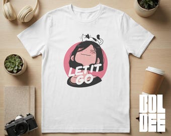Let It Go Cat T-Shirt - Hand-Drawn Graphic Tee, Relaxing Cat Lover Shirt