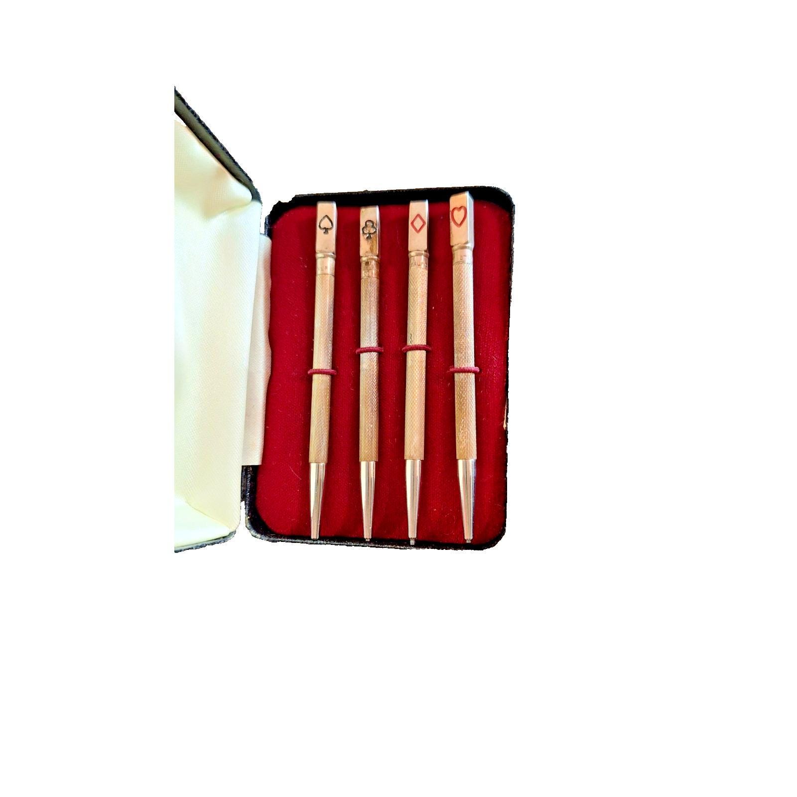 Vintage Set of Bridge Pencils, English, Sterling Silver, Games