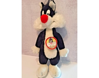 Peluche vintage de Sylvester Cat de 45 cm (18 pulgadas) de Warner Bros Looney Tunes, 1971.
