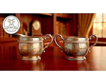 Versilbertes Milchkännchen und Zuckerdose Set Modell 7310 Vintage Tableware