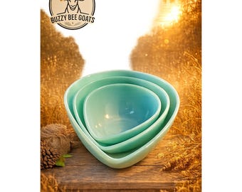 Vintage Fire King Azurietblauwe Teardrop Nesting Mengkommen Zweeds Modern