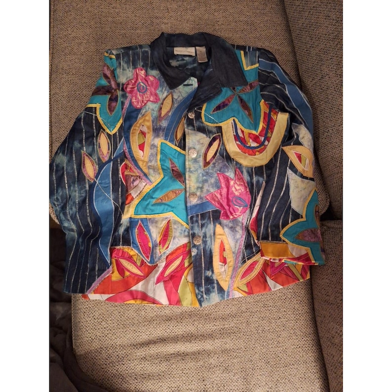 Drapers & Damons Colorful Multi-color Jacket Embroidered Size PL Bright ...