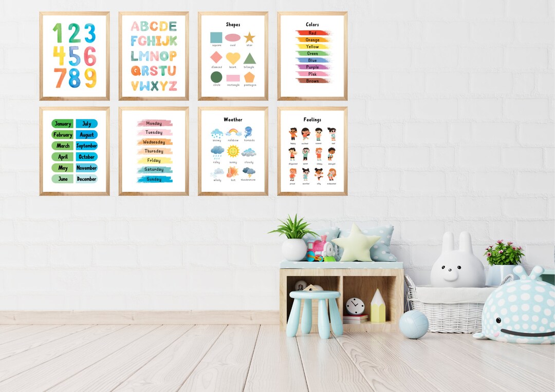 Printable Set of 8 Educational Posters for Kids Toddler, Nursery ...