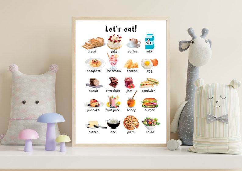 Printable Educational Poster Food Fruit Vegetable for Kids Toddler, Set ...