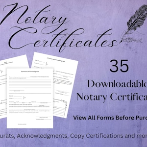 Custom Notary Certificates, Loan Signing, Jurats, Acknowledgements, Copy Certificate, Texas, forms
