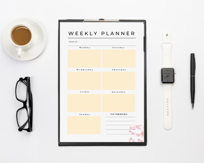 2024 Weekly Planner Printable Landscape, Minimalist Weekly , Week at a