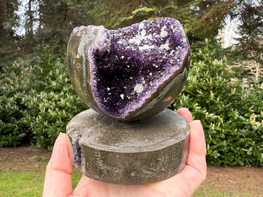 Grape Jelly Deep Purple Amethyst Geode Sphere on Base | Uruguay ...
