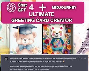 ChatGPT Midjourney Prompts Generator Greeting Cards Creator AI Art Paintings, GPT-4 prompts Tested and Customisable, Best Midjourney Prompts