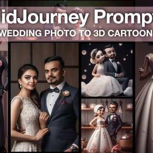 Midjourney Prompt Professionelles hochwertiges Hochzeitsfoto für 3D niedlichen Cartoon-Avatar AI-Kunst Getestet und anpassbar, Best Midjourney fordert auf