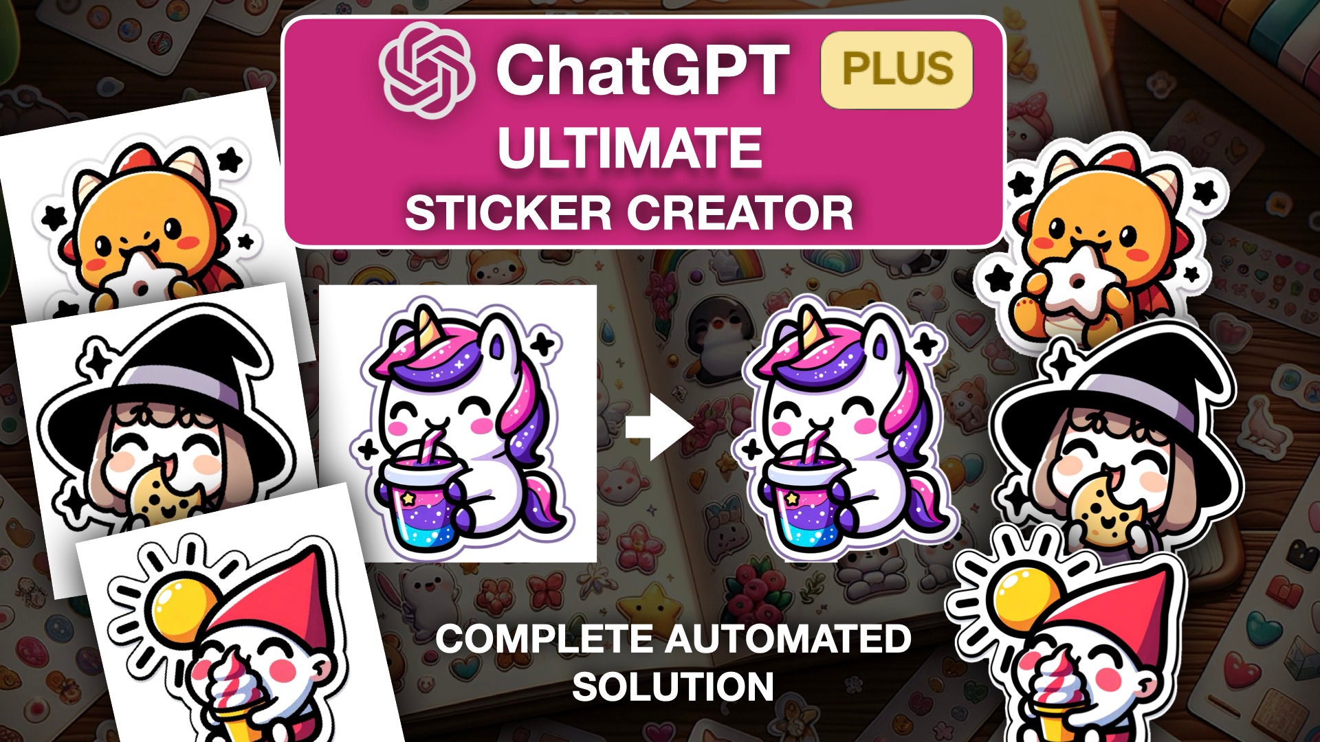 DALL-E 3 & ChatGPT Sticker Creation Guide: Complete Solution to make stickers with transparent background Digital Planners, Twitch, Discord