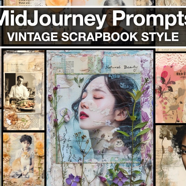 Midjourney Best AI Art Guide: Romantic Vintage Scrapbook Prompts, Digital Print Mastery, Nostalgic Artistry, Timeless Design Inspirations