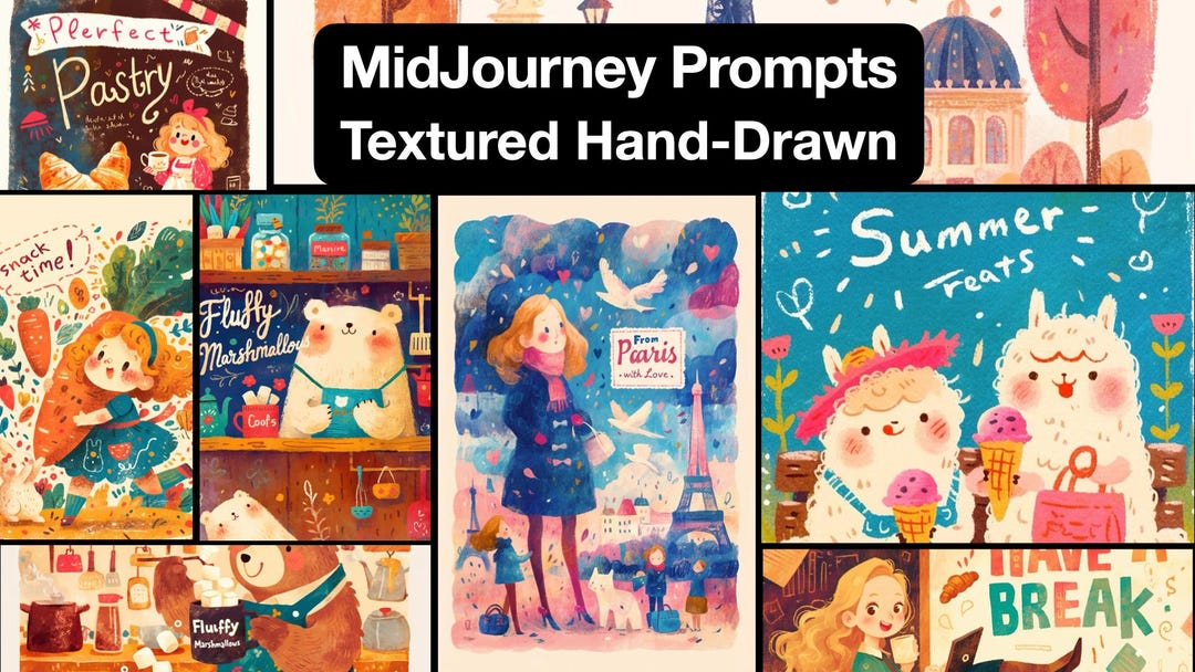 Midjourney Textured Hand Drawn Art Prompt Guide Create Kawaii ...