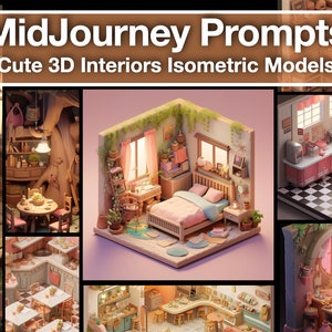 Midjourney Prompt Professional High Quality Cute Isometric 3D model of Interiors, game asset, Tested & Customisable, Best Midjourney Prompts