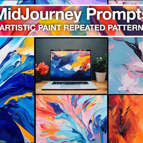 Midjourney Prompt Professional High Quality Acrylic Paint Repeated Pattern Wallpaper AI Art Tested and Customisable, Best Midjourney Prompts