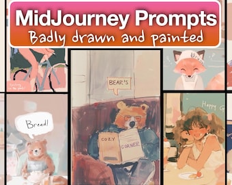 Midjourney Prompts: Badly Drawn Illustrations, AI Art (PDF Pattern)