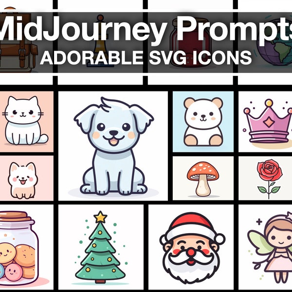 Midjourney AI Art Guide: Cute Minimalistic Icons, SVG & Print on Demand Mastery, Flat Vector Art Designs, Digital Print Cricut Ready