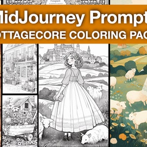 Midjourney Cottagecore Coloring Book Illustrations: AI Art Guide (Digital Print)